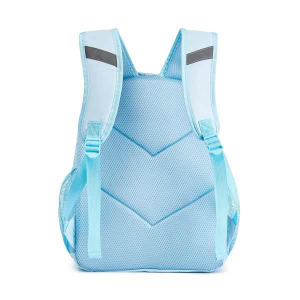 Mochila de 17" para niñas, azul y rosa de brillo