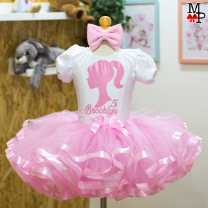 Set de tutu inspirado en Muñeca, Ropa cumpleaños niña rosado claro