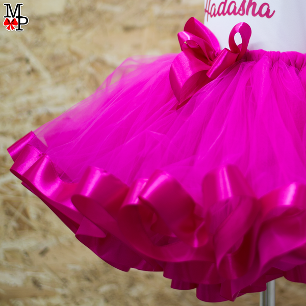 Set de tutu inspirado en Muñeca, Ropa cumpleaños niña rosado fucsia