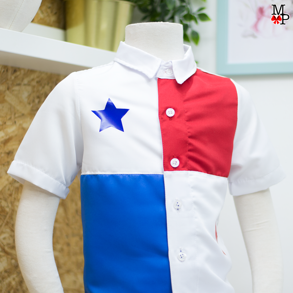 Conjunto inspirado en la bandera de Panama para niños, Camisa y pantalón Panameño,  disponible SOLO TALLA #2