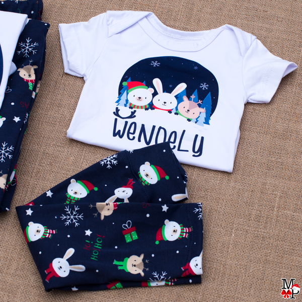 Set de pijama para bebe, Tshirt y pantalon,  Christmas Crew, Tallas desde 0/24 Meses