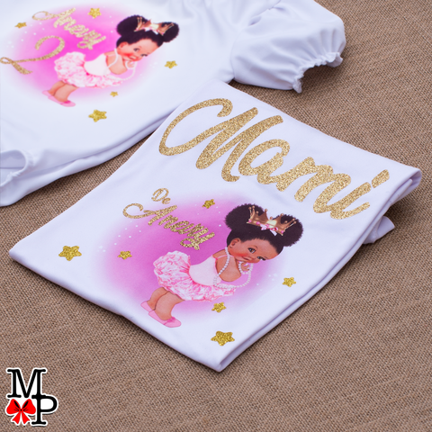 Camisetas Personalizadas Afro Baby, Camisetas familiares de cumpleaños princesa morena