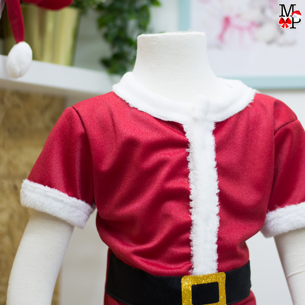 Top, pantalon y gorro para niños inspirado en Santa Claus,  desde talla 12 meses hasta #12