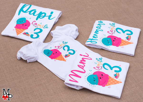 CamisetasFamiliares con tema de helado para cumpleaños de niñas, Ice Cream birthday