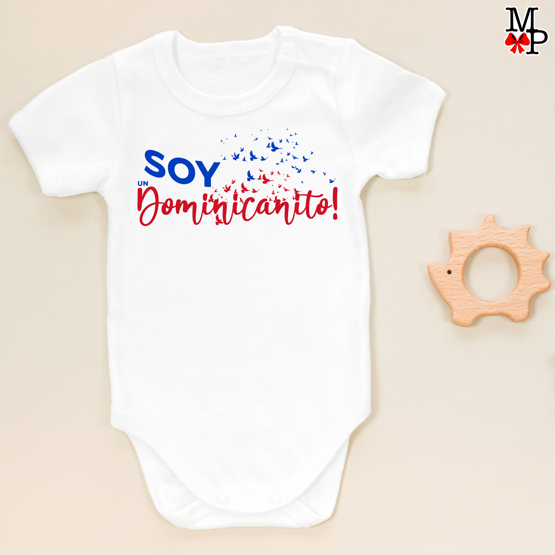 Body blanco para bebe, soy un dominicanito, soy una dominicanita