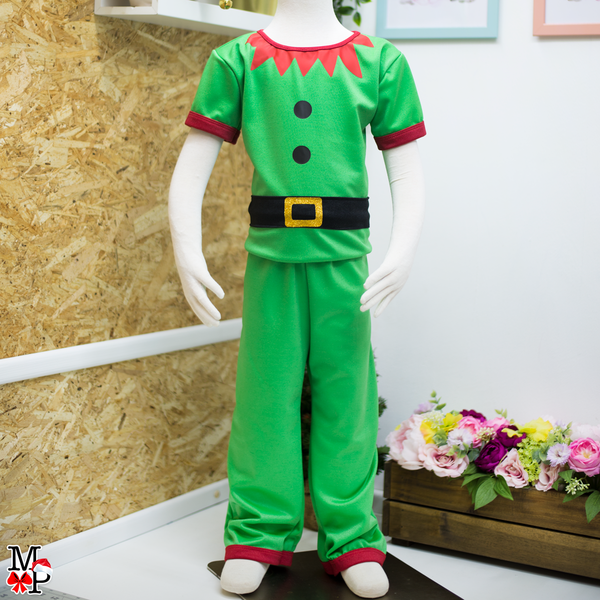 Top, pantalon y gorro para niños inspirado en duende, ayudante de Santa desde talla 12 meses hasta #12