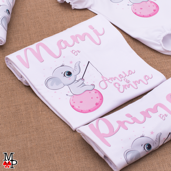 Camisetas familiares personalizadas con el tema de Elefante bebe