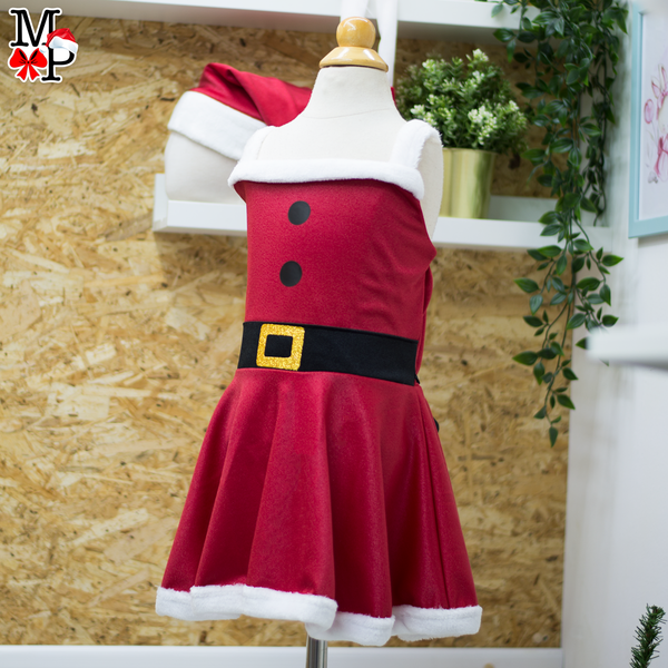 Vestido y gorro para niñas inspirado en Santa Claus, desde talla 12 meses hasta #12