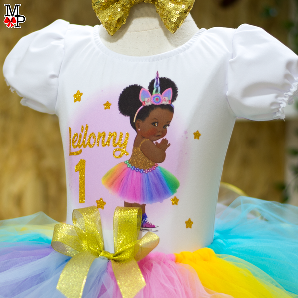 Set de tutu Afro baby Unicornio, Princesa Morena para cumpleaños