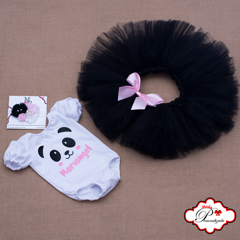 Set de tutu inspirado en Panda, Cute Panda para cumpleaños de niñas