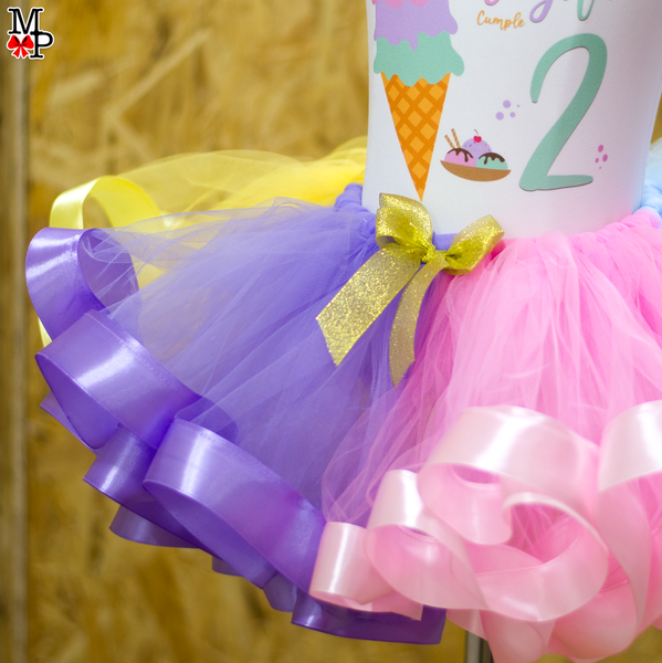Set de tutu inspirado en tema de Helado para cumpleaños de niñas, Ice cream birthday