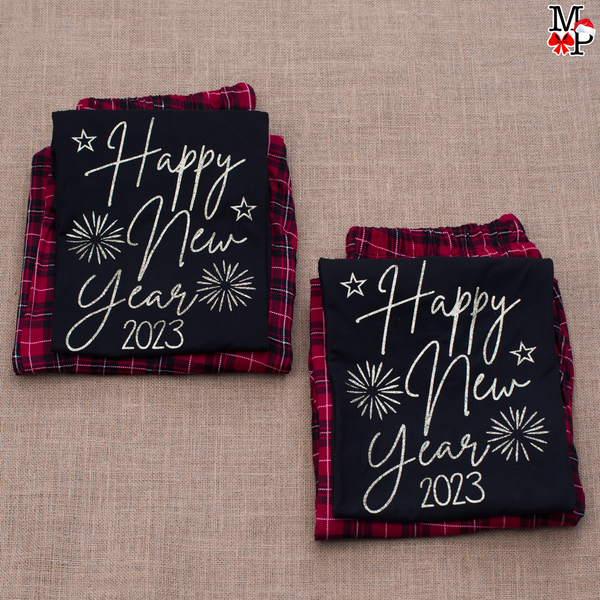 Set de Pijama Navideñas Familiares Happy New Year DISPONIBEL EN TODAS LAS TALLAS