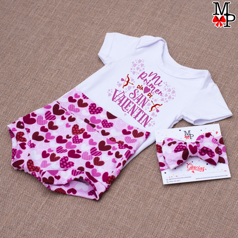 Set de Bummies para bebes, Colección Mi Primer dia de San Valentín