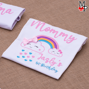 Camisetas Personalizada de Arcoiris, Cumpleaño nube y arcoiris