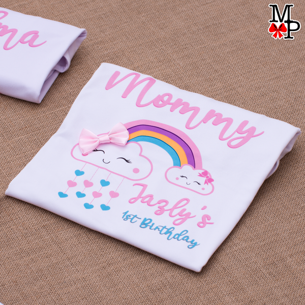 Camisetas Personalizada de Arcoiris, Cumpleaño nube y arcoiris