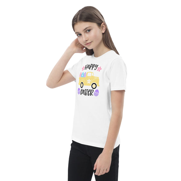 Camiseta de algodon para niños, Blanca, Coleccion pascua, Easter Bunny